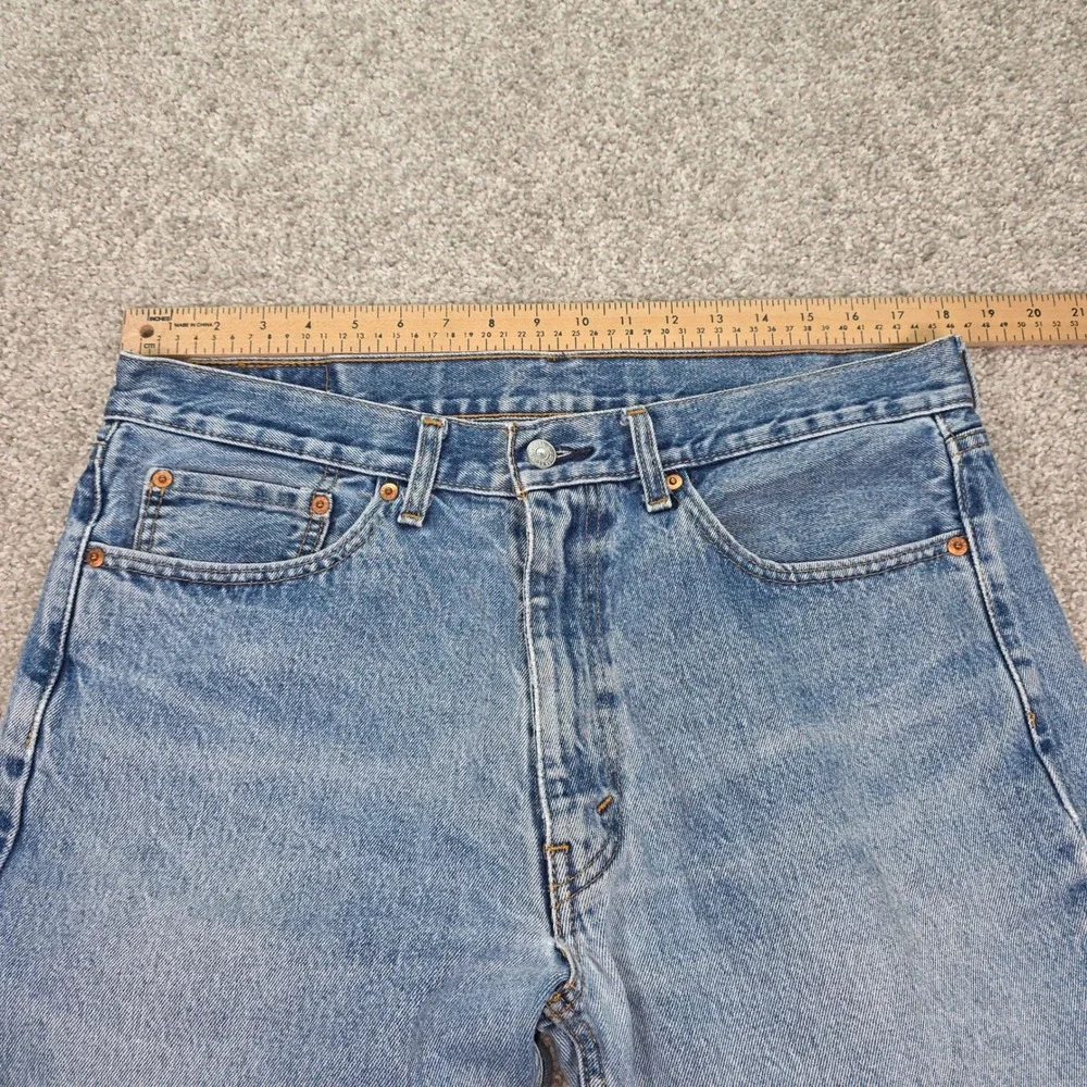 Levis 505 Regular Fit Straight Leg Jeans Light Wash Distressed Mens 36x32